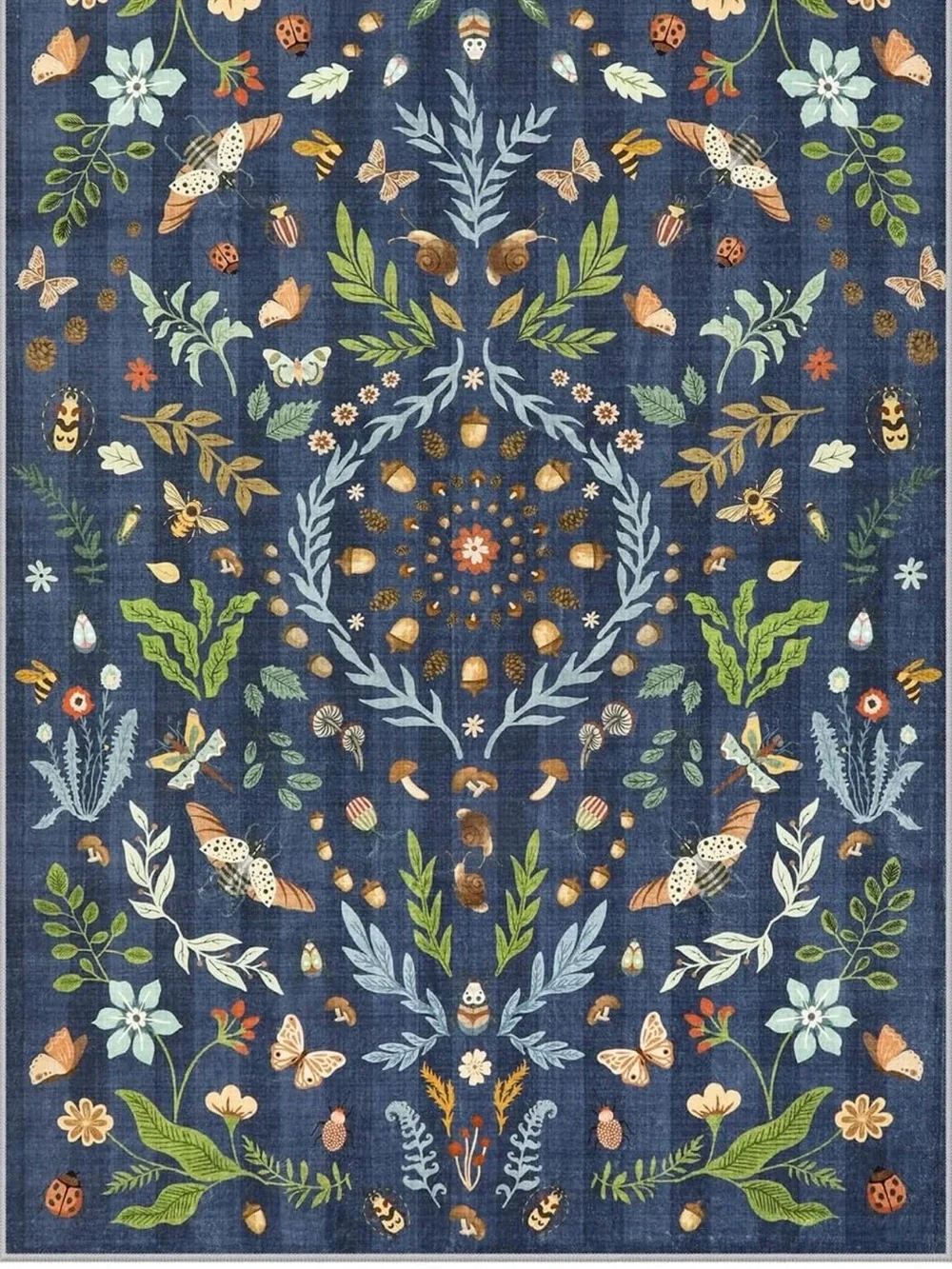 🆕 Navy Boho Insect Botanical Floral & Butterfly Entry Way Area Rug 2’x3’